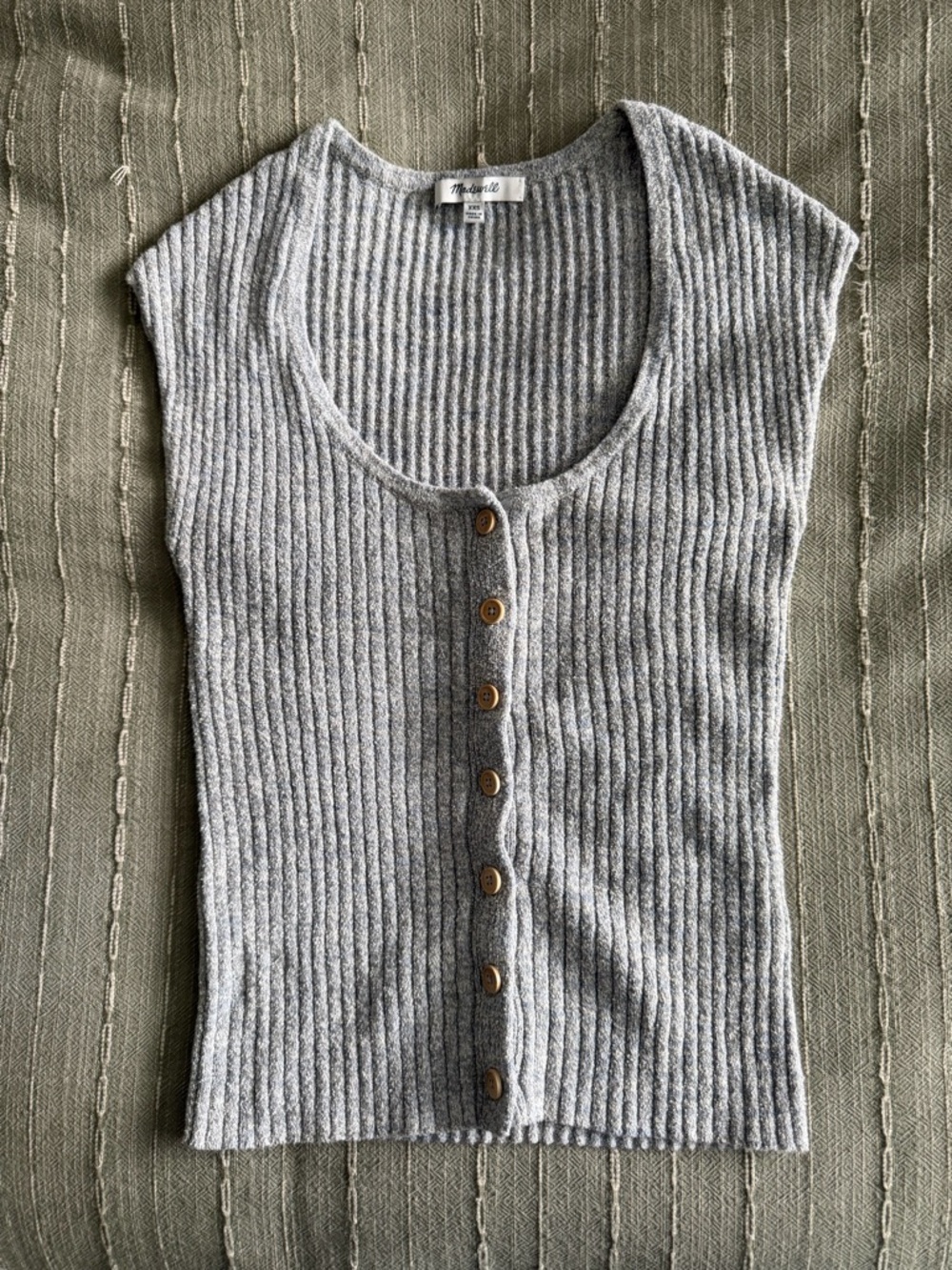 Madewell Heather Gray Ribbed Knit Top